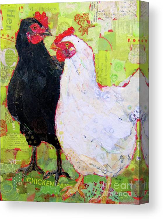 Chickens Canvas Print featuring the painting Gossip Girls 2 by Patricia Henderson