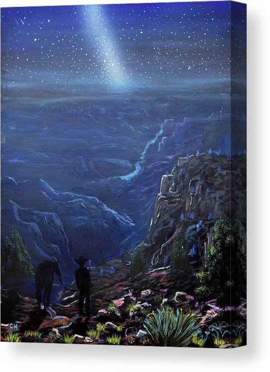 Grand Canyon Canvas Print featuring the painting Grand Canyon Night by Chance Kafka