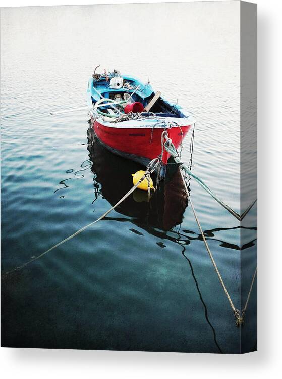 Fishing Boat Canvas Print featuring the photograph Greece Boat Two by Lupen Grainne