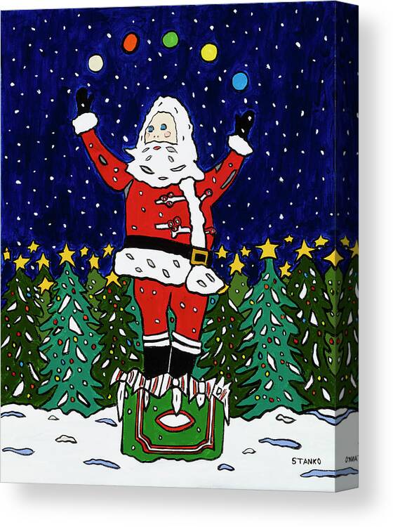 Santa Christmas Green Acres Canvas Print featuring the painting Green Acres Santa by Mike Stanko