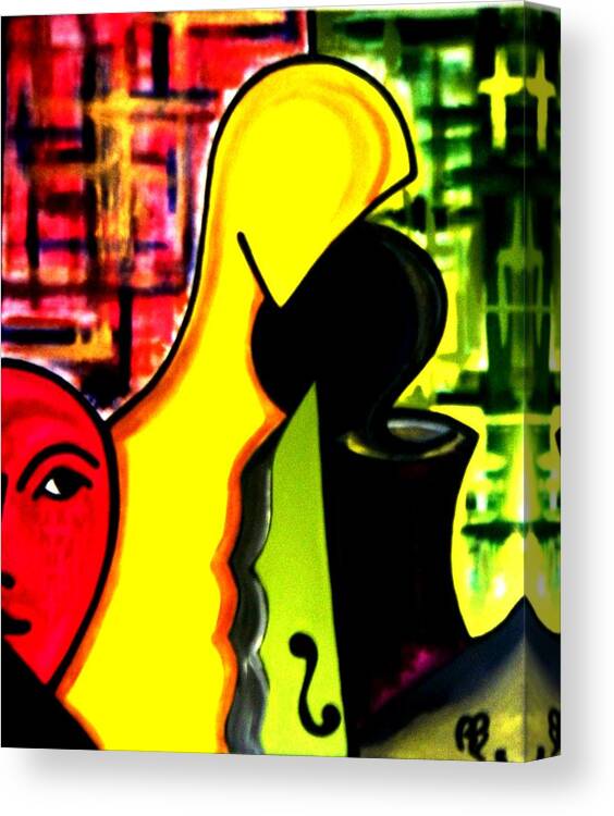 Jazz Art Canvas Print featuring the painting Green Cello by Bodo Vespaciano