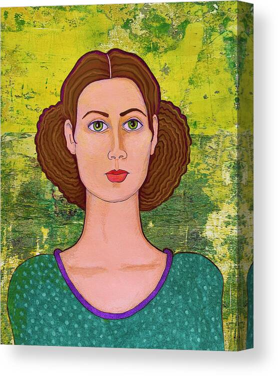 Woman Canvas Print featuring the mixed media Green Eyed Woman by Lorena Cassady