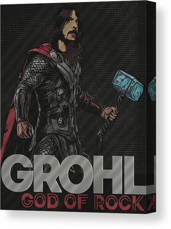 Dave Grohl Canvas Print featuring the digital art And The Thunder Grohls by Christina Rick