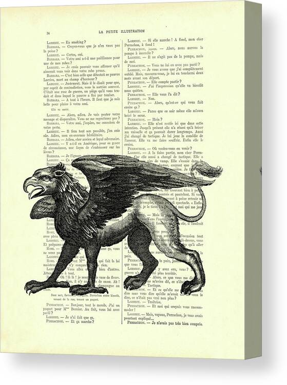 Gryphon Canvas Print featuring the digital art Gryphon by Madame Memento