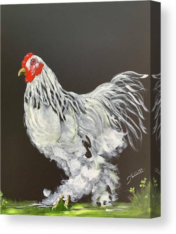 Rooster Canvas Print featuring the painting Guardian of the Farmyard by Juliette Becker