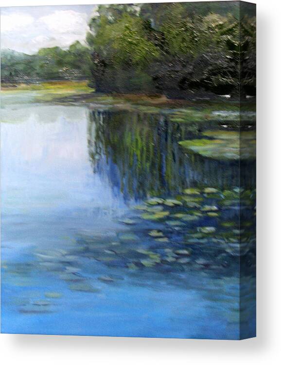 Waterlilies Canvas Print featuring the painting Hampton Pond by Pat White