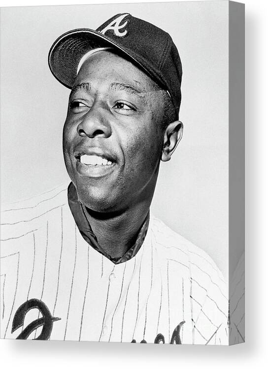 National League Baseball Canvas Print featuring the photograph Hank Aaron by National Baseball Hall Of Fame Library