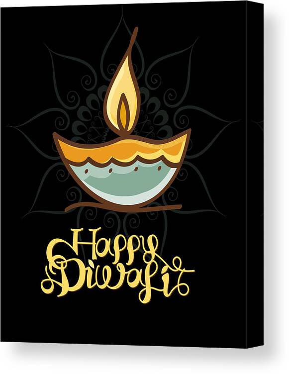 Cool Canvas Print featuring the digital art Happy Diwali T Shirt by Flippin Sweet Gear
