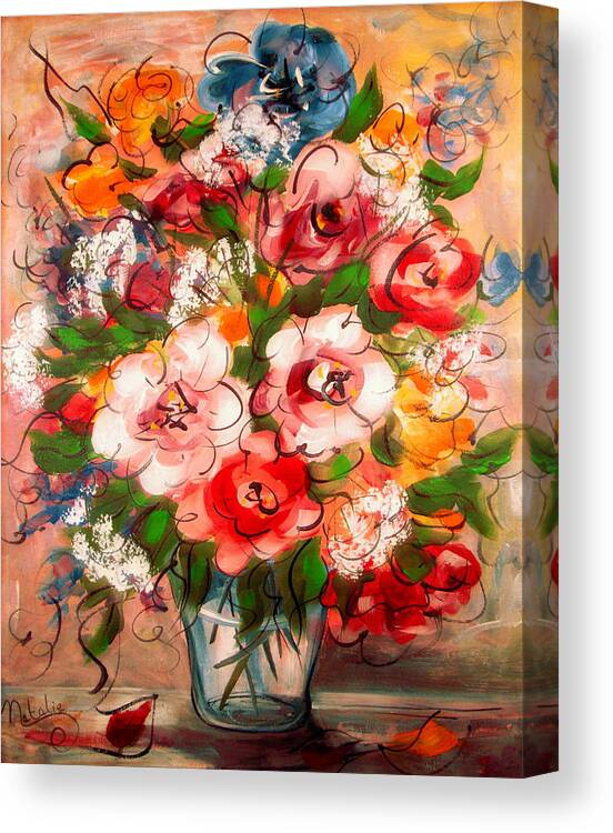 Red Flowers Canvas Print featuring the painting Happy Memories by Natalie Holland