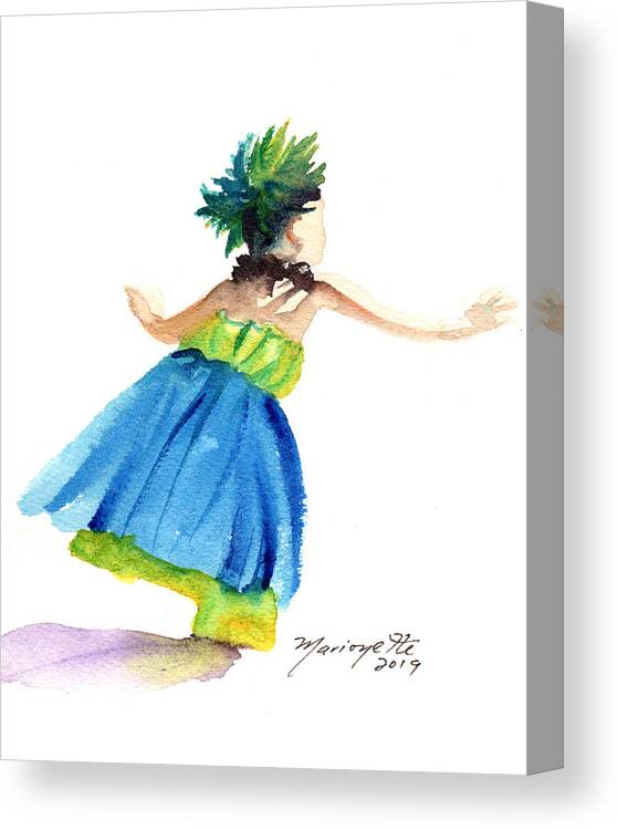 Hawaiian Hula Dancer Canvas Print featuring the painting Hawaiian Hula Dancer 13 by Marionette Taboniar