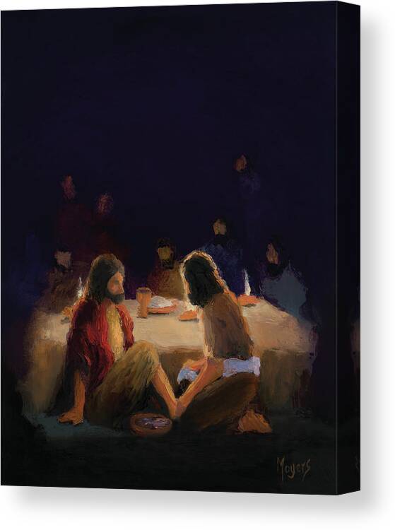 Lent Canvas Print featuring the painting He Washed their Feet by Mike Moyers
