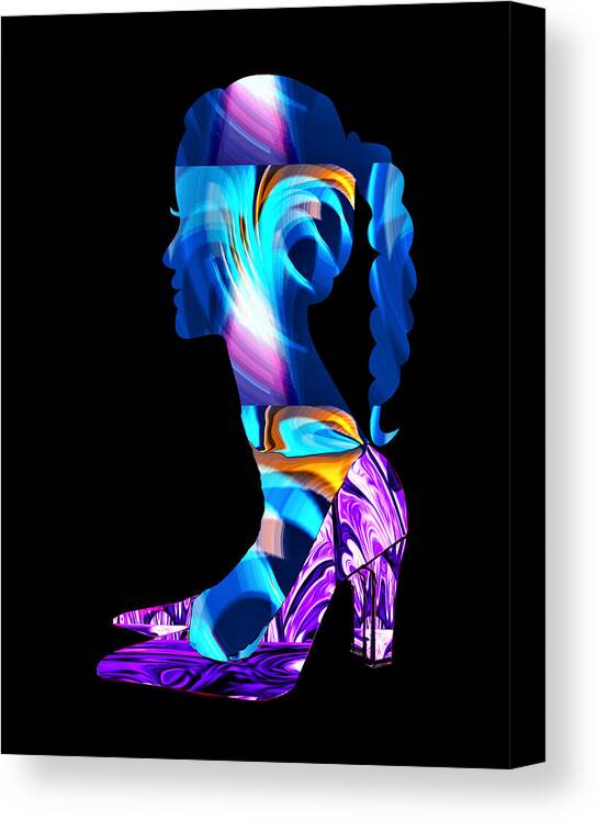 Abstract Canvas Print featuring the digital art Head Over Heels - No.2 Black by Ronald Mills