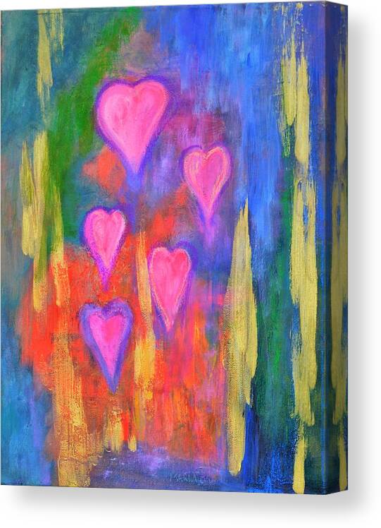 Abstract Painting Canvas Print featuring the painting Hearts Rising by Marla McPherson