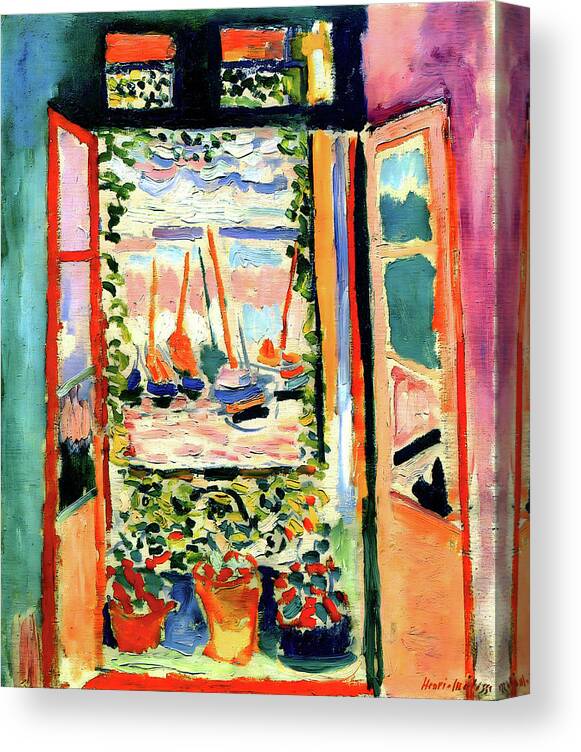 Matisse Canvas Print featuring the painting Henri Matisse - The Open Window by Jon Baran