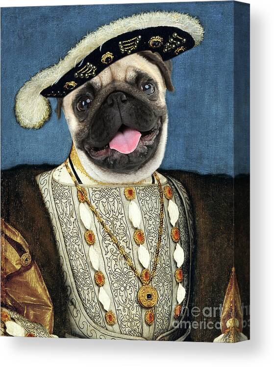 Dog Canvas Print featuring the painting King Henry VIII dog portrait by Delphimages Photo Creations