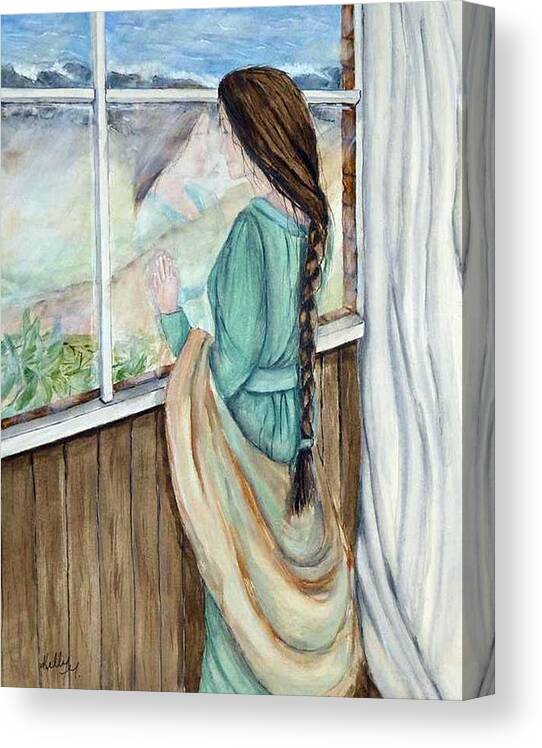 Young Girl Canvas Print featuring the painting Her Dreams Are Out There by Kelly Mills