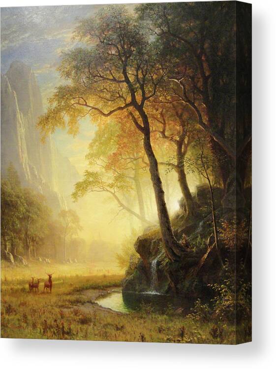 Landscape Canvas Print featuring the painting Hetch Hetchy Canyon by Albert Bierstadt