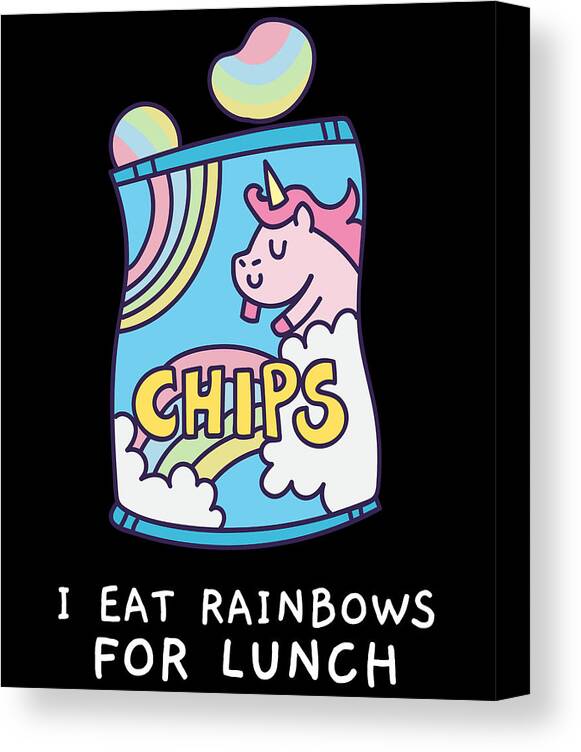 Cool Canvas Print featuring the digital art I Eat Rainbows for Lunch Unicorn Chips by Flippin Sweet Gear