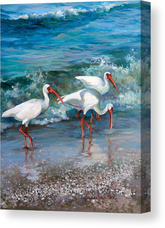 Ibis Canvas Print featuring the painting Ibis Trio by Laurie Snow Hein