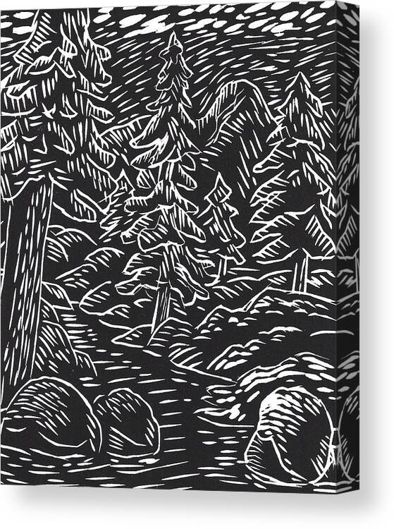 Idyllwild Canvas Print featuring the drawing Idyllwid Winter Wonderland by Gerry High