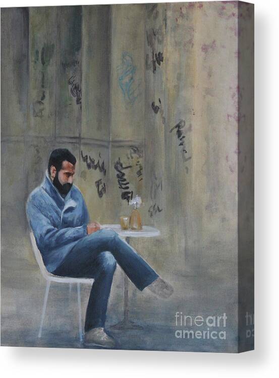 Figurative Canvas Print featuring the painting In His Own World by Jane See