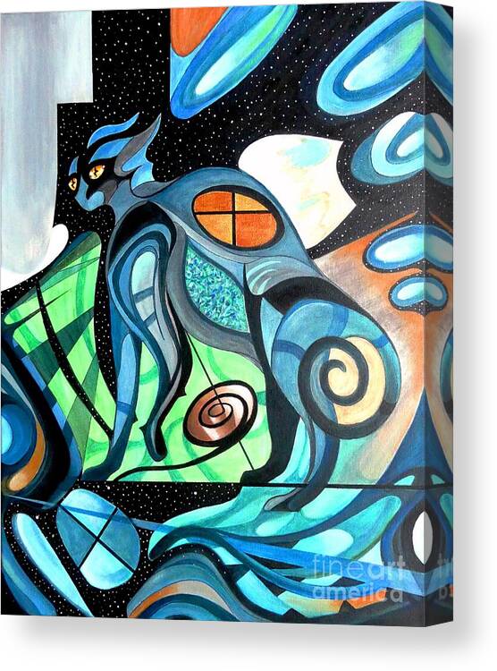 Pyewacket Canvas Print featuring the painting Intergalactic Fractic Wacket by John Lyes