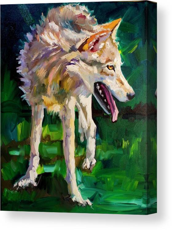 Wolf Art Canvas Print featuring the painting Into the Light Wolf by Diane Whitehead