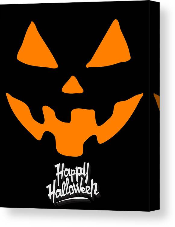 Funny Canvas Print featuring the digital art Jack-O-Lantern Pumpkin Happy Halloween by Flippin Sweet Gear