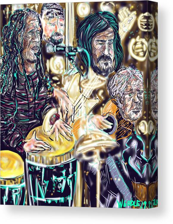 Music Canvas Print featuring the digital art Jai Roots y Amigos by Angela Weddle