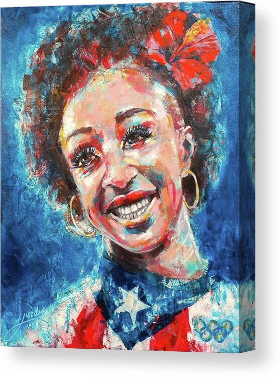  Canvas Print featuring the painting Jasmine Camacho-Quinn by Luzdy Rivera