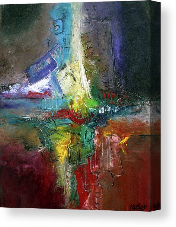 Abstract Canvas Print featuring the painting Jazz Happy by Jim Stallings