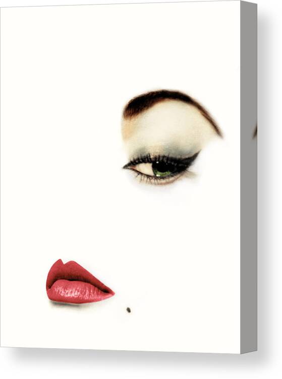 Beauty Canvas Print featuring the photograph Jean Patchett's Eye and Lips by Erwin Blumenfeld