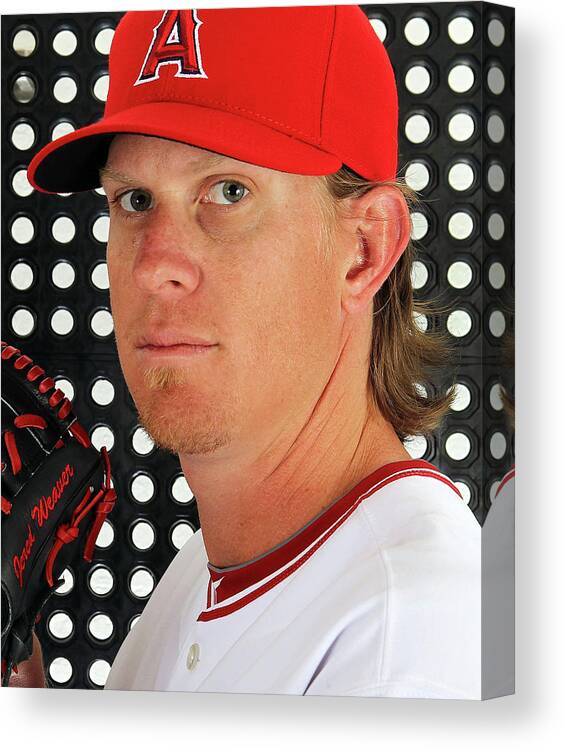 Media Day Canvas Print featuring the photograph Jered Weaver by Jamie Squire