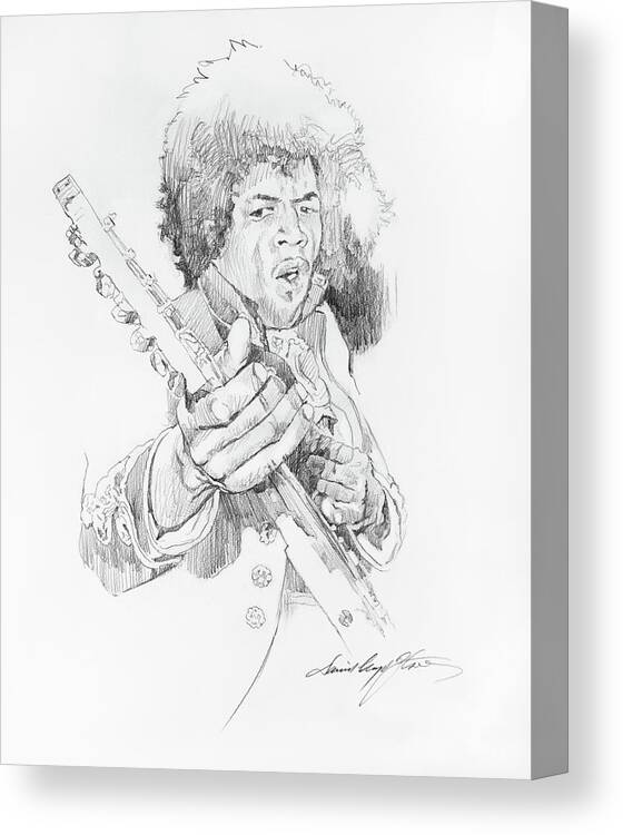 Jim Hendrix Canvas Print featuring the drawing Jimi Hendrix Sketches Of Music by David Lloyd Glover