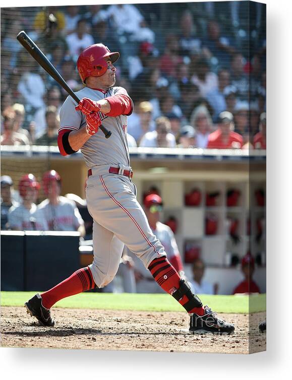 People Canvas Print featuring the photograph Joey Votto by Denis Poroy