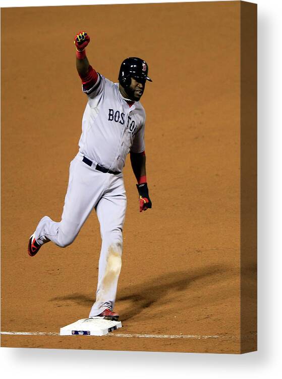 American League Baseball Canvas Print featuring the photograph Jonny Gomes and David Ortiz by Jamie Squire