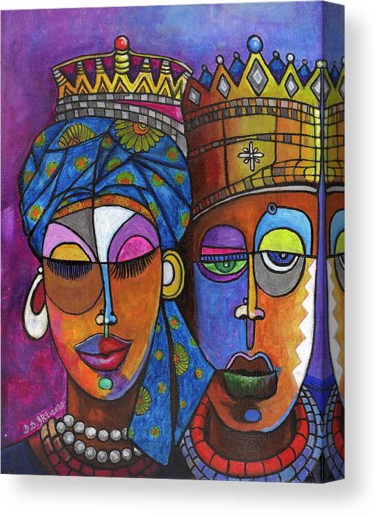 Black Art Canvas Print featuring the painting King and Queen by Darlington Ike