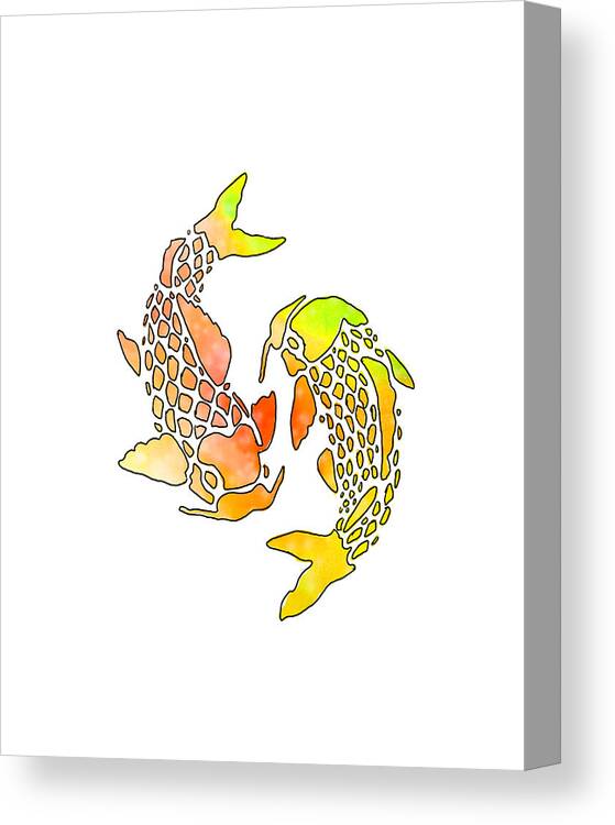 Koi Fish Canvas Print featuring the mixed media Koi fish silhouette by Eileen Backman
