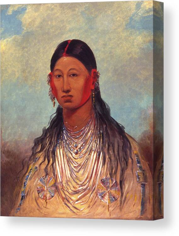 George Catlin Canvas Print featuring the painting Koon-za-ya-me by George Catlin by Mango Art
