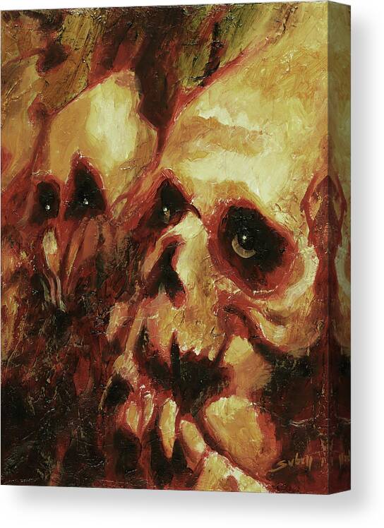 Skulls Canvas Print featuring the painting La Petite Mort by Sv Bell