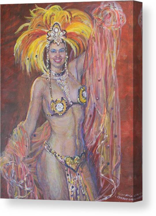 Showgirl Canvas Print featuring the painting Lady Or Rio De Janeiro by Veronica Cassell vaz