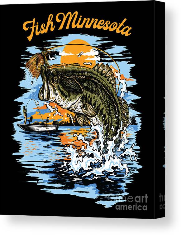 Largemouth Bass Fishing Graphic graphic Fish Minnesota Canvas Print /  Canvas Art by Jacob Hughes - Pixels Canvas Prints