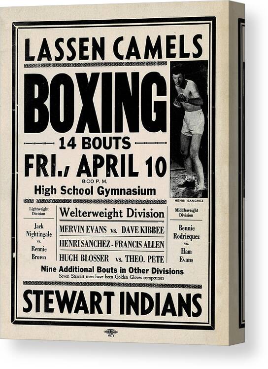 Susanville Canvas Print featuring the mixed media Lassen Camels 1940's Boxing Match by The Couso Collection