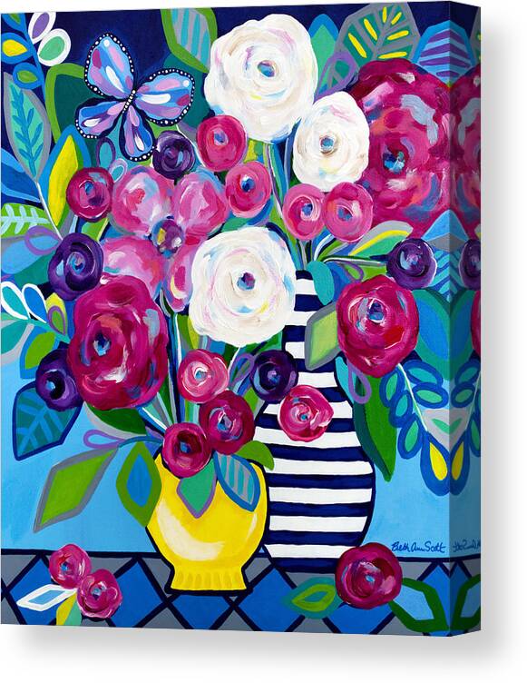 Floral Bouquet Canvas Print featuring the painting Last Burst of Summer by Beth Ann Scott