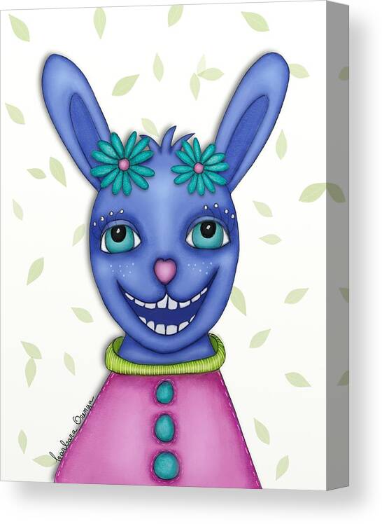 Illustration Canvas Print featuring the mixed media Laughing Bunny by Barbara Orenya