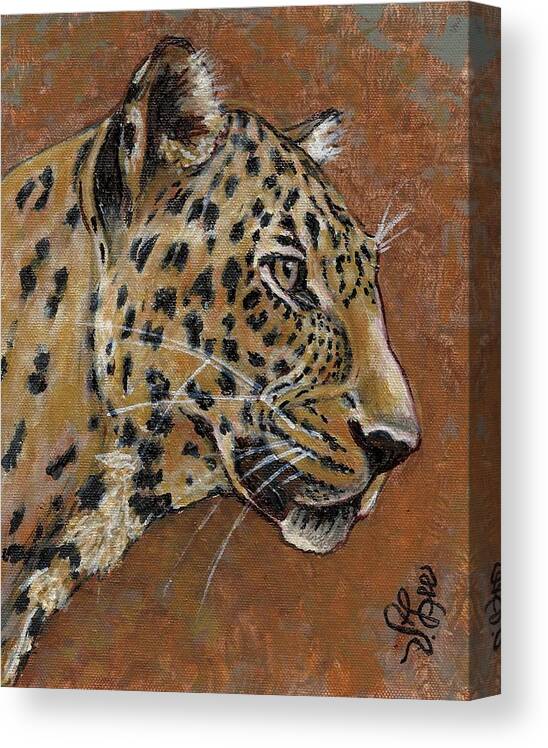 Cat Canvas Print featuring the painting Leopard Profile by VLee Watson