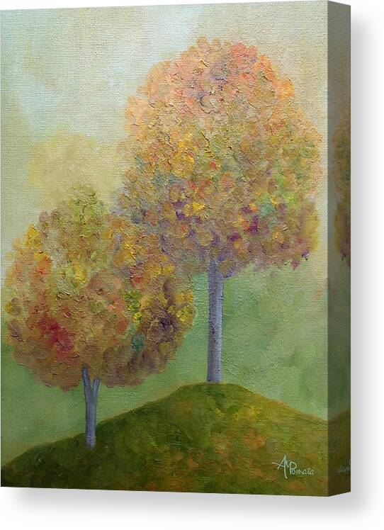 Autumn Canvas Print featuring the painting Like Father Like Son by Angeles M Pomata