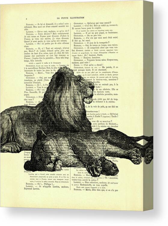 Lion Canvas Print featuring the mixed media Lion couple by Madame Memento