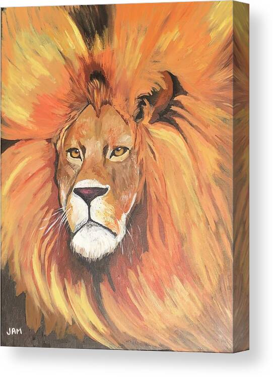  Canvas Print featuring the painting Lion by Jam Art