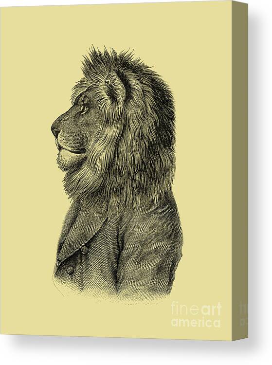 Lion Canvas Print featuring the mixed media Lion side view by Madame Memento